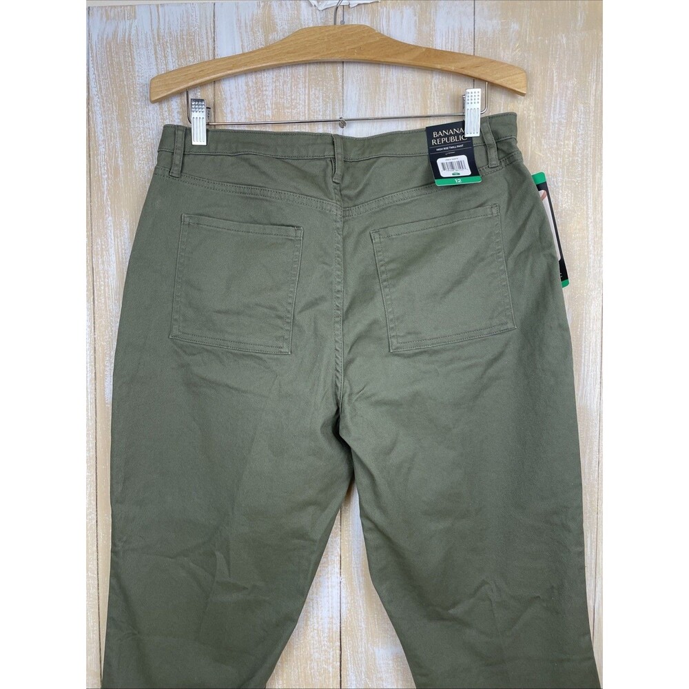 NWT Banana Republic Women's High Rise Twill Pants Green Size 12 - Picture 4 of 11